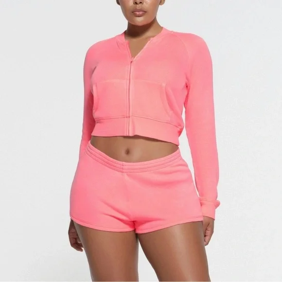 NWT Skims French Terry Zip Up Hoodie - Coral - S- SOLD OUT! - Picture 1 of 9